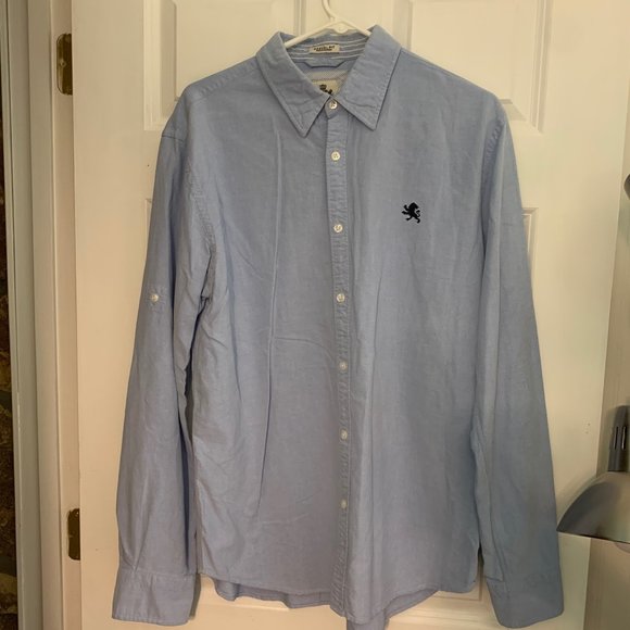 Express Light Blue Casual Fit Button-Down Long-Sleeve Shirt (L 16-16.5) - Picture 4 of 6